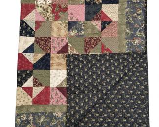 Quilt Machine Stitched Navy Pink Chartreuse