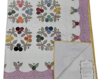 Quilt Hand Stitched Appliqued Spring Colors