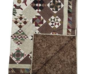 Quilt Machine Stitched Earth Tones Birds