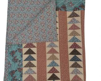 Quilt Hand Stitched Orange Teal