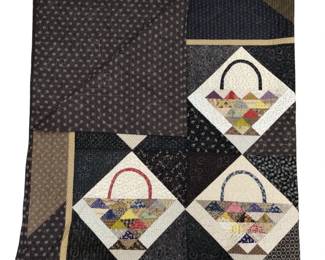 Full Queen Quilt Machine Stitched Baskets