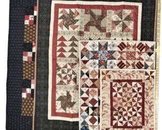 Quilts Machine Stitched Décor Placemats Wall Hangings 4 Pcs Dark Colors