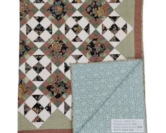 Quilt Machine Stitched Greens Floral