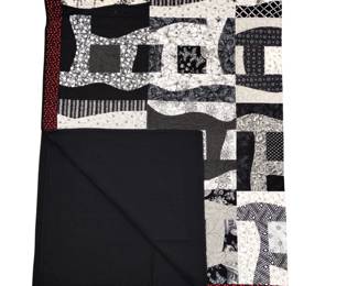 Quilt Machine Stitched Black White Red