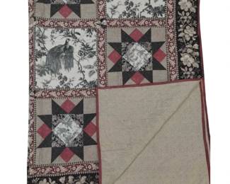Quilt Hand Stitched Red Black Tan Pheasant