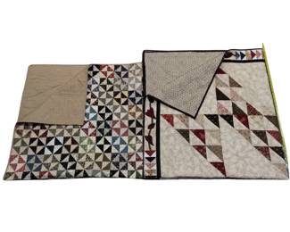 Throw Quilt Machine Stitched Beige Tan Olive Green