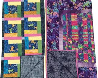 Throw Quilt Machine Stitched Bright Colors Pink Purple Cats