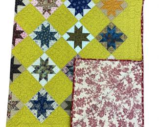Quilt Machine Stitched Yellow Red Colorful