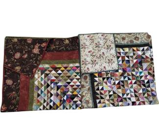Throw Quilt Machine Stitched Fall Colors Bright Patchwork
