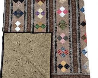 Full Queen Size Quilt Machine Stitched Brown