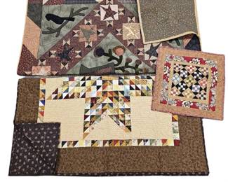 Quilts Machine Stitched Décor Wall Hangings Fall Colors Appliques 3 Pcs Crows