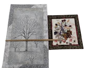 Quilts Machine Stitched Décor Wall Hangings Applique Flowers Winter Tree