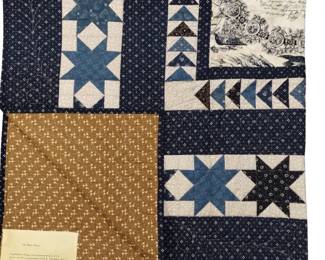 Throw Quilt Machine Stitched Blue USA 13 Colonies
