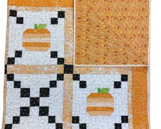 Throw Quilt Machine Stitched Pumpkin Fall Orange