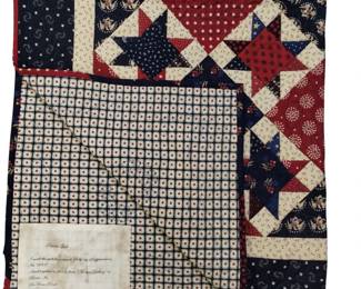 Throw Lap Quilt Machine Stitched Patriotic Red White Blue