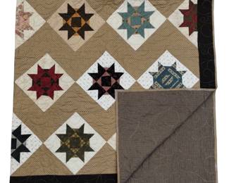 Quilt Machine Stitched Browns