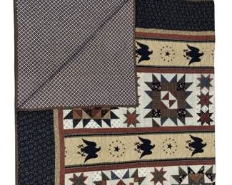Full Queen Quilt Machine Stitched USA Patriotic Traditional