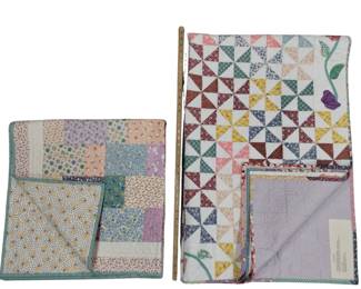 Throw Quilt Machine Stitched Antique Style Pastels Floral