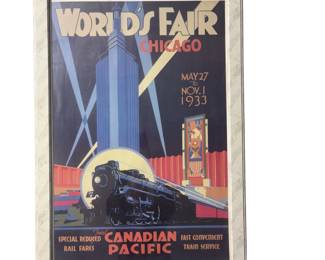 Framed World's Fair Chicago 1933 Poster 38x28"