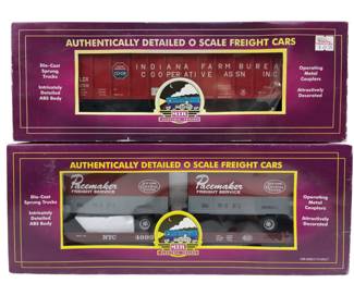 O27 MTH 2 Train Freight Cars Indiana Farm Bureau NYC Pacemake