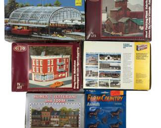 N Scenery LOT Greenhouse Meat Packing Plant Drug Store Homes Animals Horse