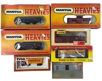 HO LOT 7 Train Cars MANTUA Heavies Caboose Hopper TYCO Semi Truck