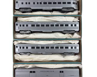HO LOT 4 Train Cars Passenger Burlington Silver