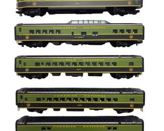 O27 MTH Scale 5-Car 70FT ABS Passenger Car Set Green CN Domed