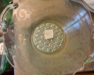 Uranium glass footed bowl
