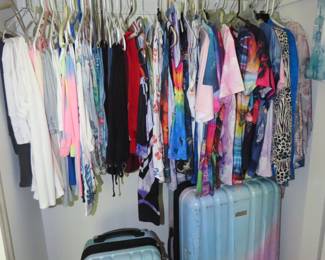 Fun colorful clothing and lightweight luggage.