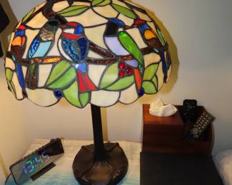 Tiffany "style" bird table lamp.