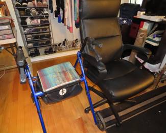 Walker and desk chair.