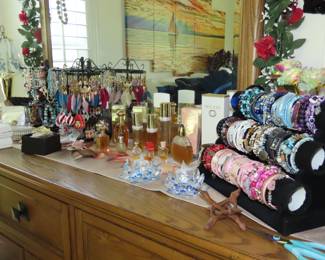 Decorative jewelry and perfume.