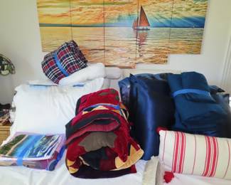 Blankets and bed linens.