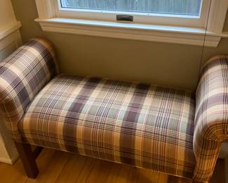 Ethan Allen plaid upholstered bench