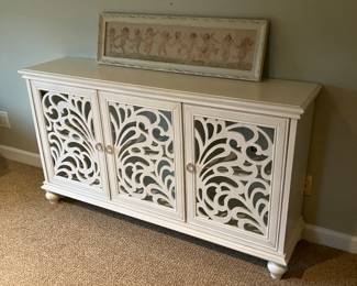 White carved credenza