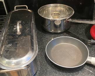 Assorted pots and pans