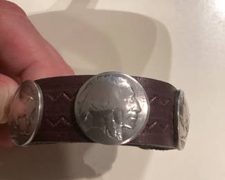 Buffalo nickel leather bracelet