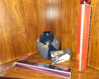 David Gappa Signed Hand Blown Glass Vase, Stained Glass Kaleidoscopes 