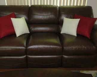 La-Z-Boy Brown Leather Dual Recliner Sofa