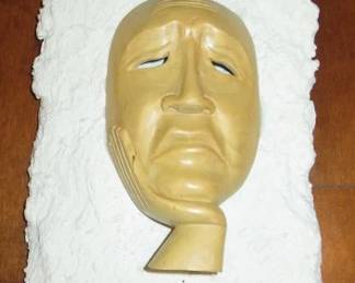 Man In Thought Wood Wall Mask Art