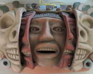 Three Ages of Man 3D Clay Reproduction Authentic Inah Mexico Pottery Wall Mask