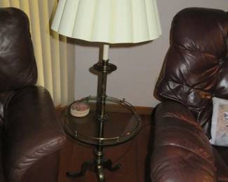 Vintage Brass Glass Table Floor Lamp