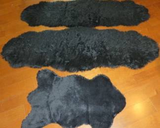 Faux Black Animal Fur Area Rugs