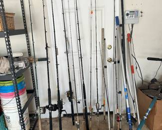 Assorted fishing poles