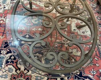 #5 - $300 - Coffee table oval scrolls iron Belle Maison Collection 36x33x16 purchased at LUXE