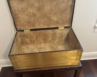 #66 - $140 - Brass trunk on wood stand 24x13x26