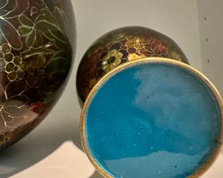 #38 - $70 - Cloisonne vase & ginger jar with lid