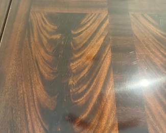 #33 - $220 - Council Craftsman 'crotch' mahogany drop leaf butler's tray table. Purchased in High Point, NC in 36x25x19 w/out the leaves & 5 1/2 extra for leave - glass included