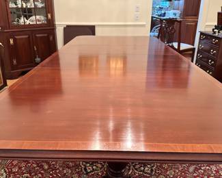 #13 - $1,450 -Lexington Double pedestal dining table 8'7"L (5'6"without the 2 leaves) x44Wx31H and Six chairs Chippendale style 38Hx19W